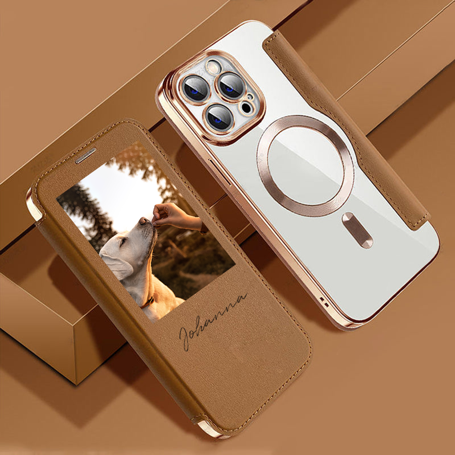 50%OFF⭐️Personalized Leather textured flip phone case