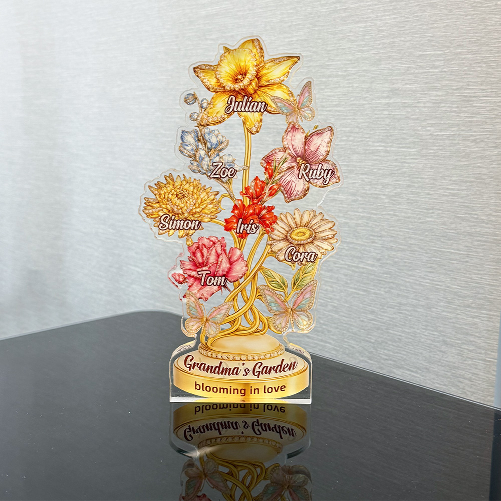 50%OFF⭐️Personalized Mom's Garden Birth Month Diamond Flower Acrylic Block Plaque