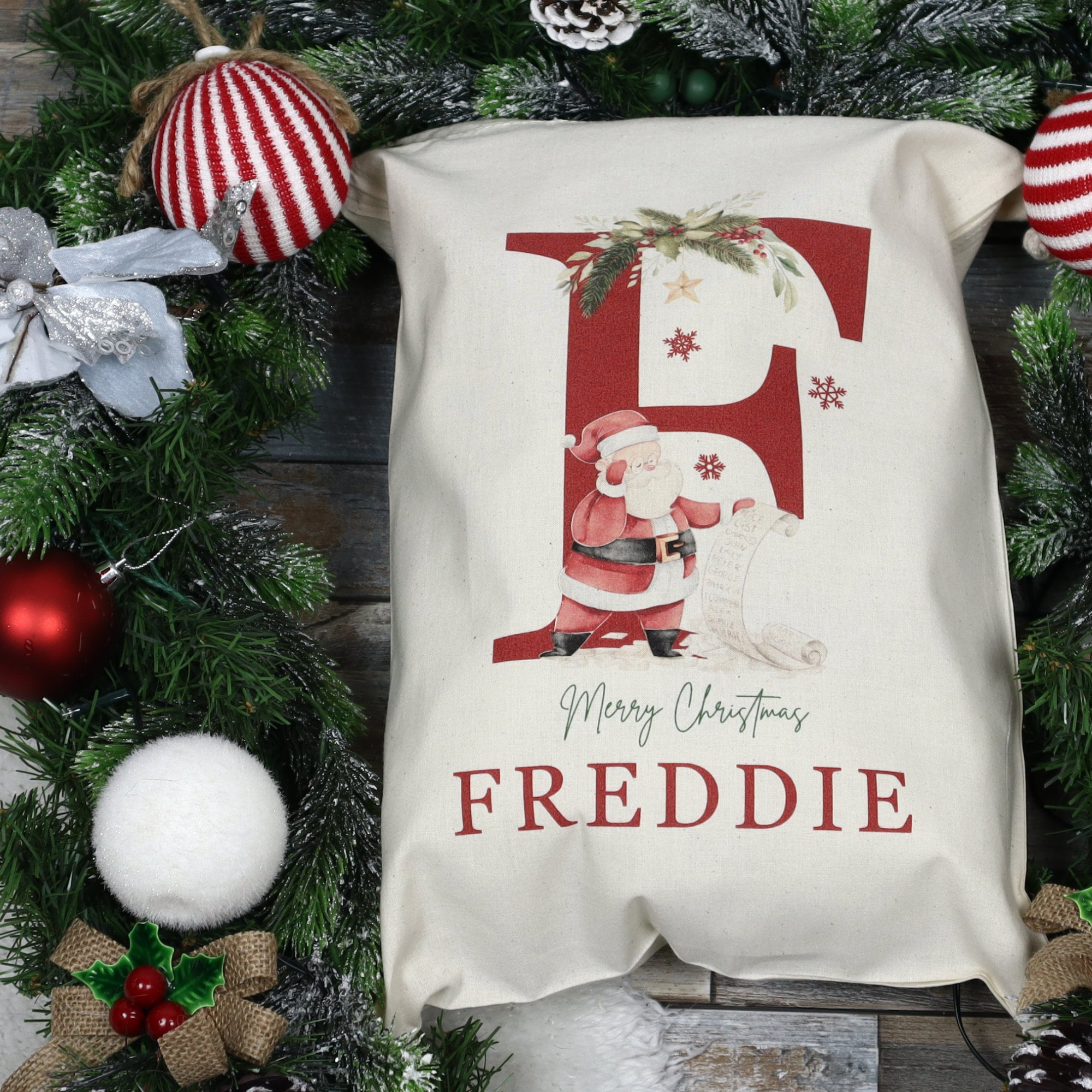 Personalized Name & Initial Christmas Gift Sack