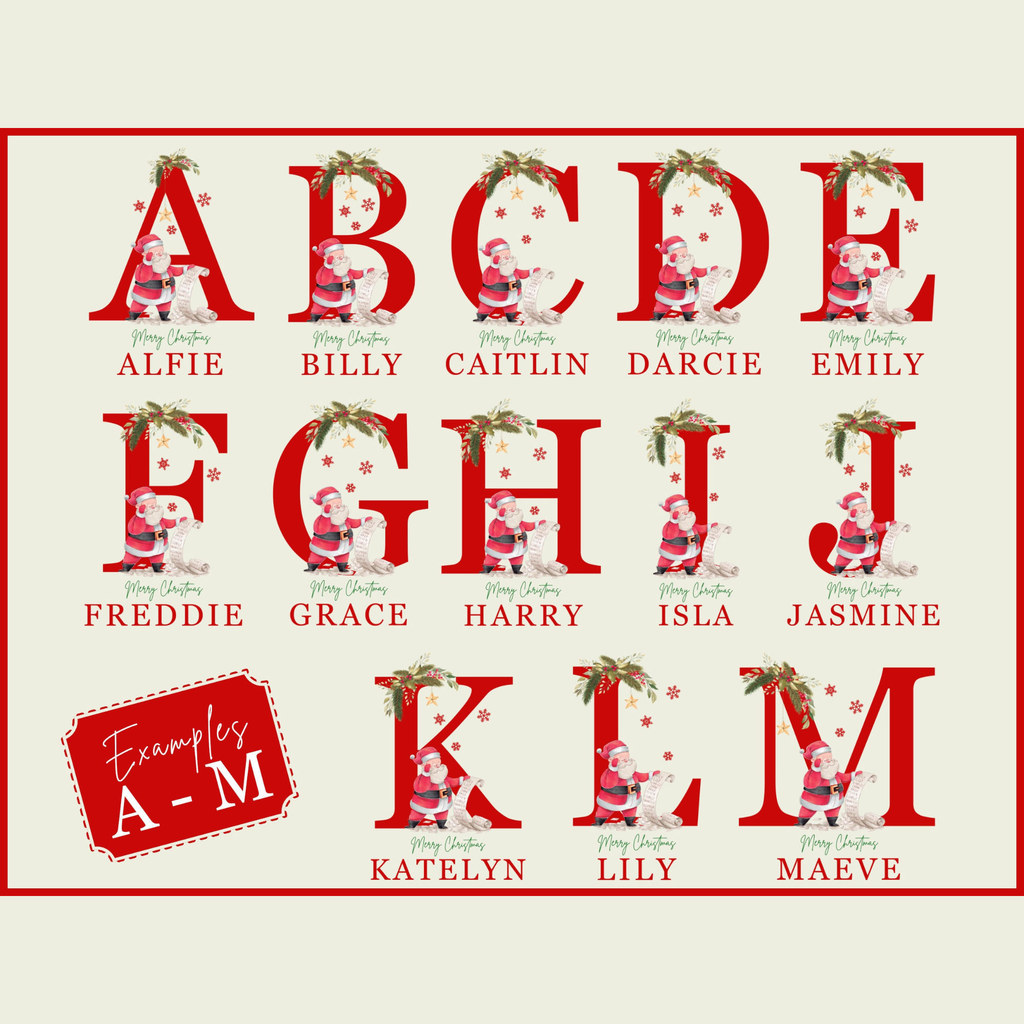 Personalized Name & Initial Christmas Gift Sack