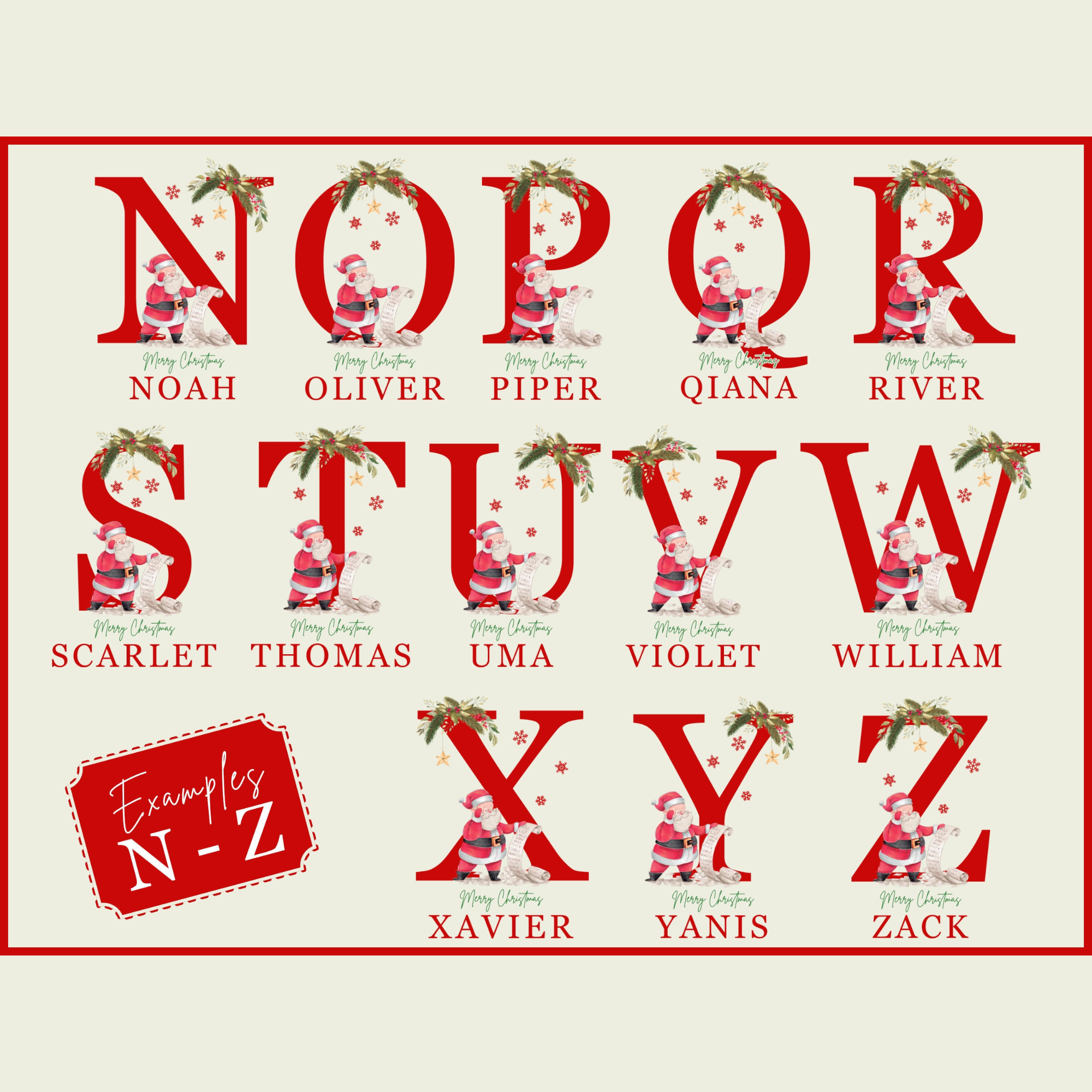 Personalized Name & Initial Christmas Gift Sack