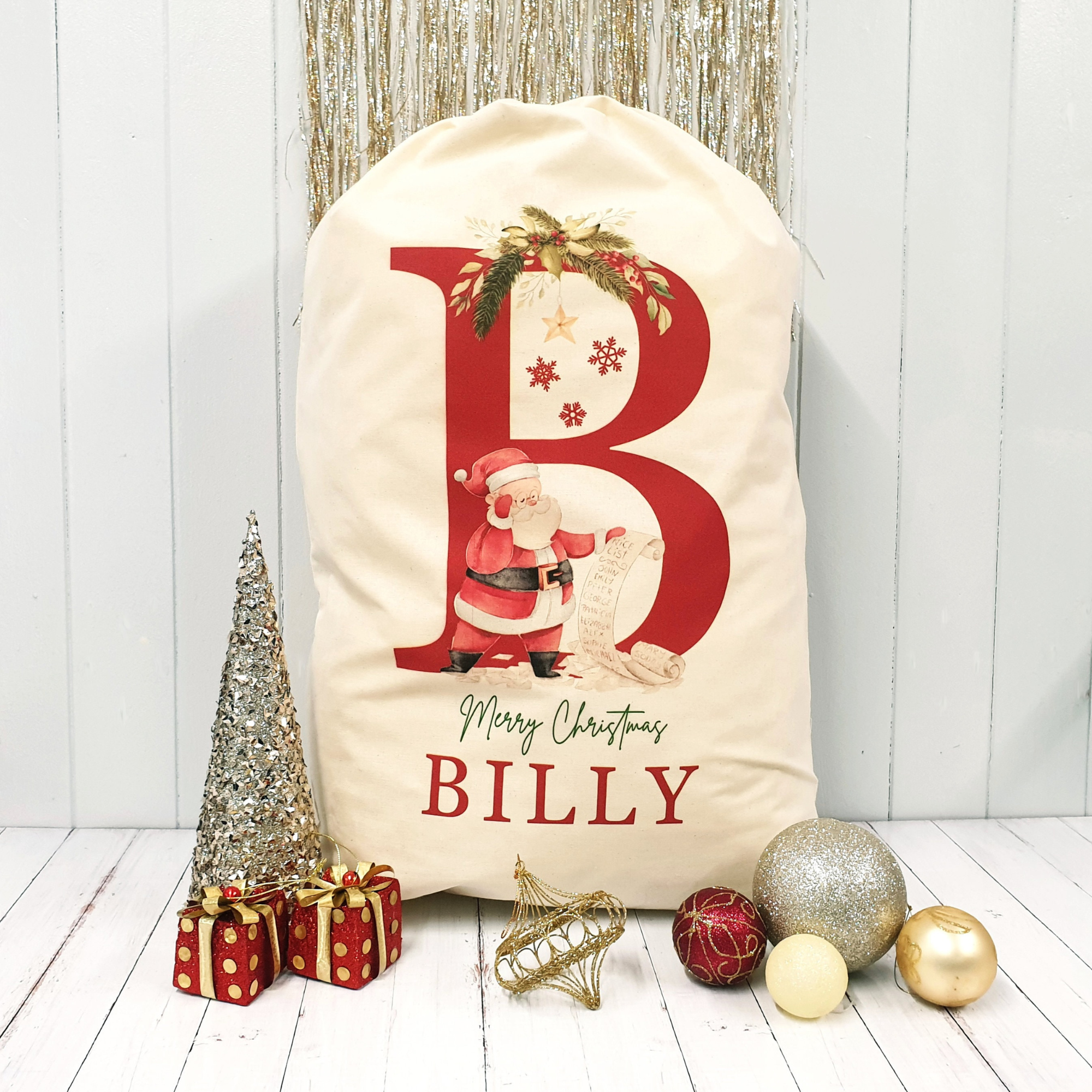 Personalized Name & Initial Christmas Gift Sack