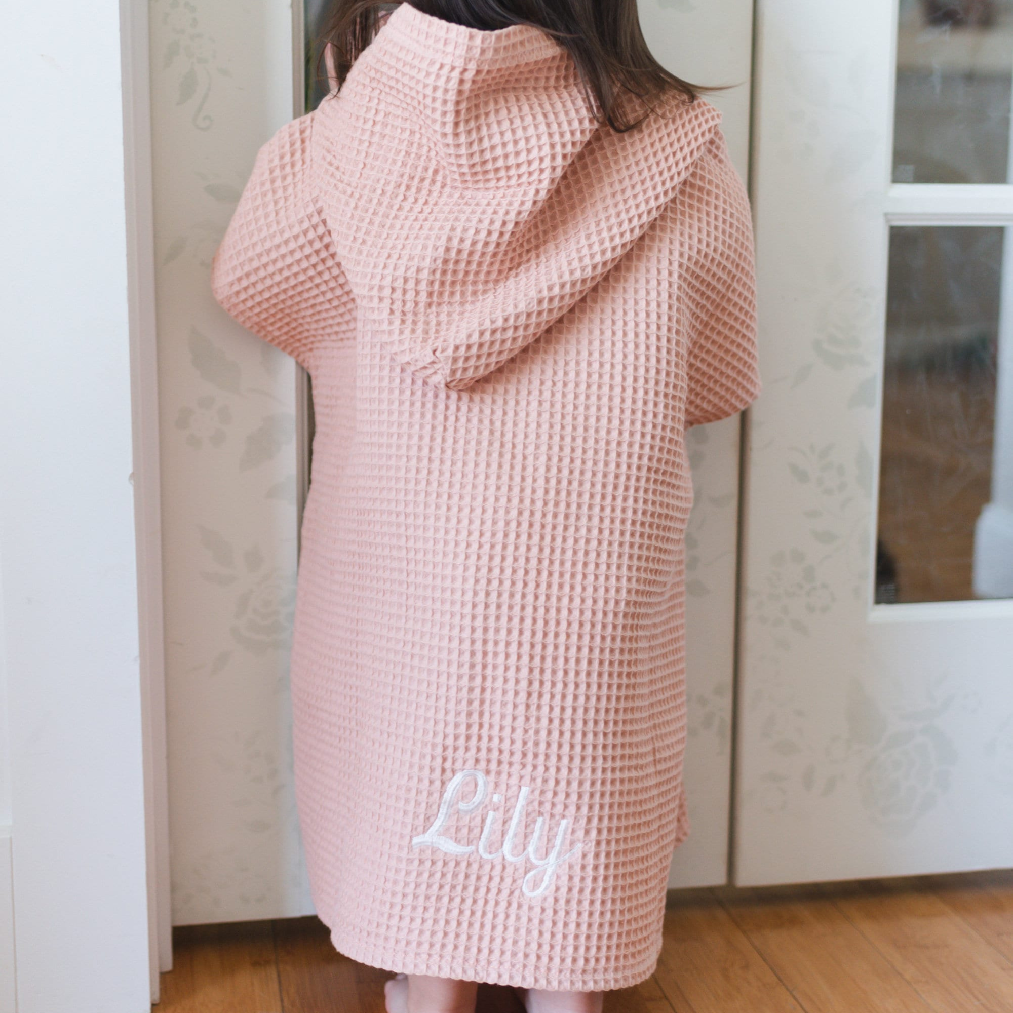 Personalized Embroidery Kids Waffle Beach Towel Poncho for Summer & Beach 