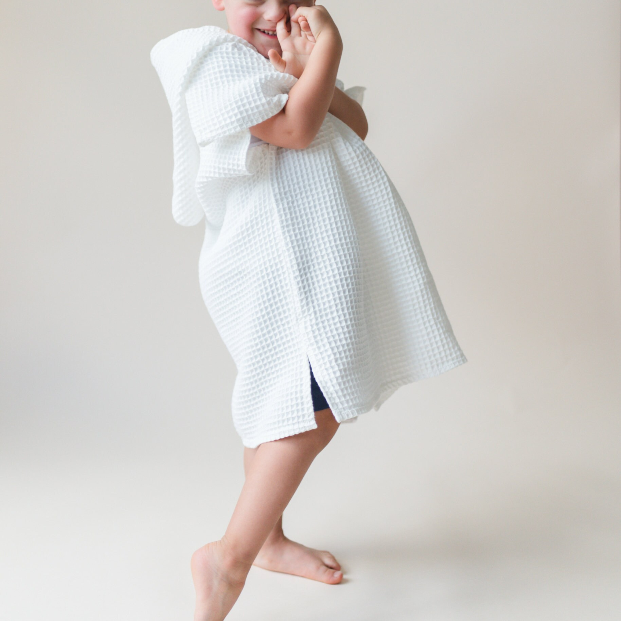 Personalized Embroidery Kids Waffle Beach Towel Poncho for Summer & Beach 