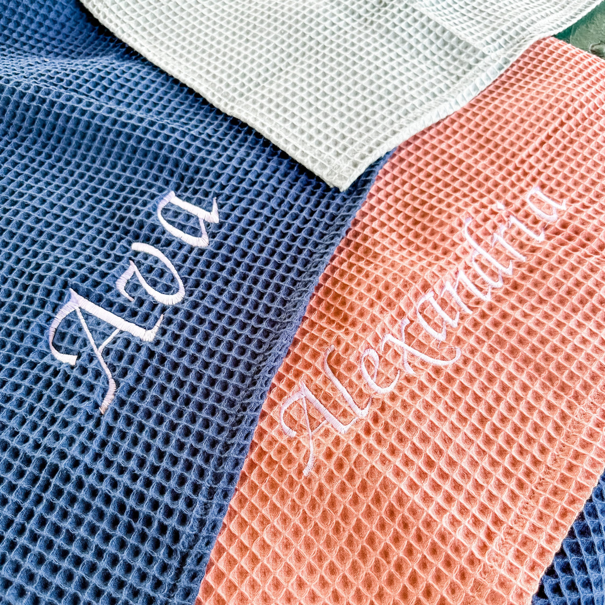 Personalized Embroidery Kids Waffle Beach Towel Poncho for Summer & Beach 