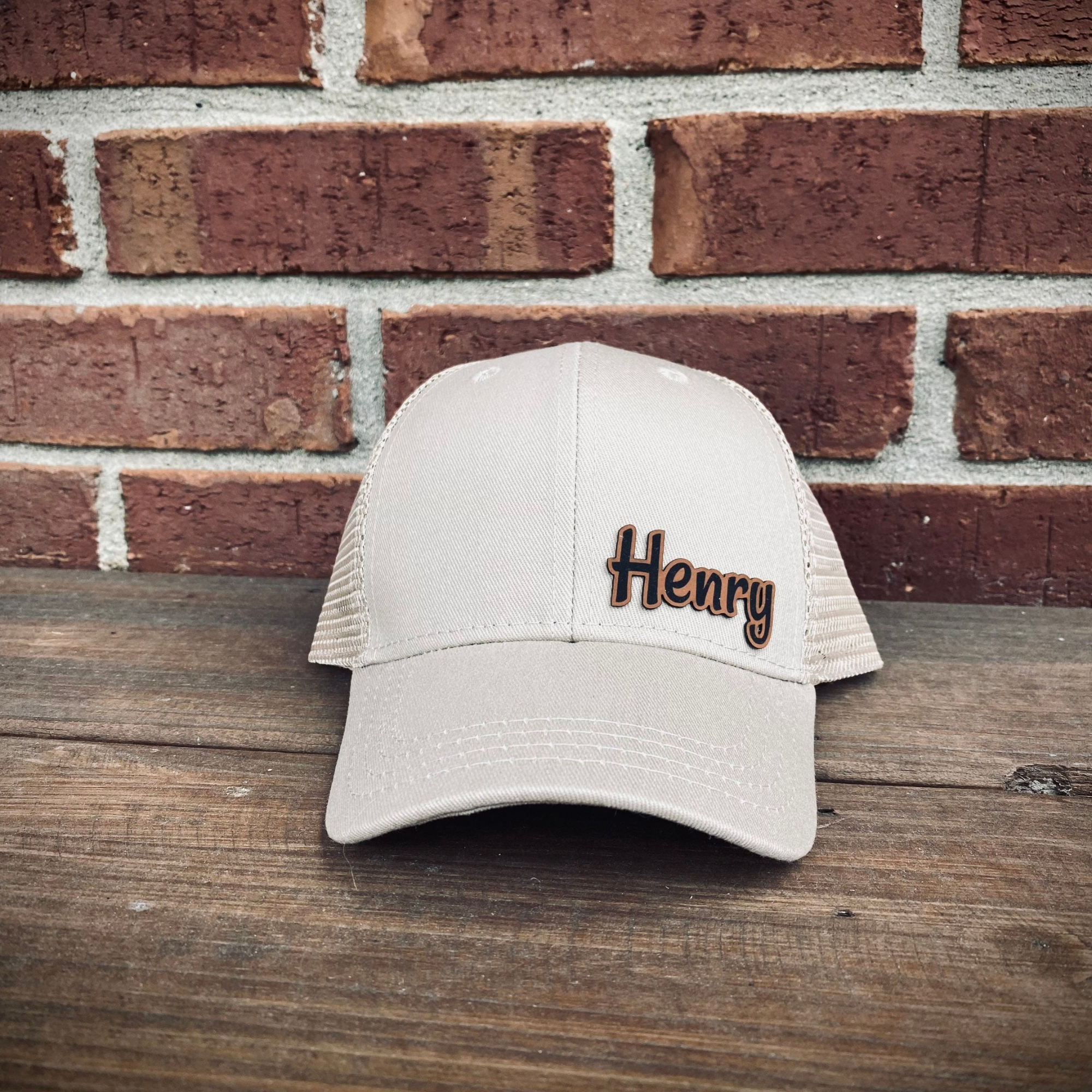 Personalized Leather Patch Kid Hat for Summer