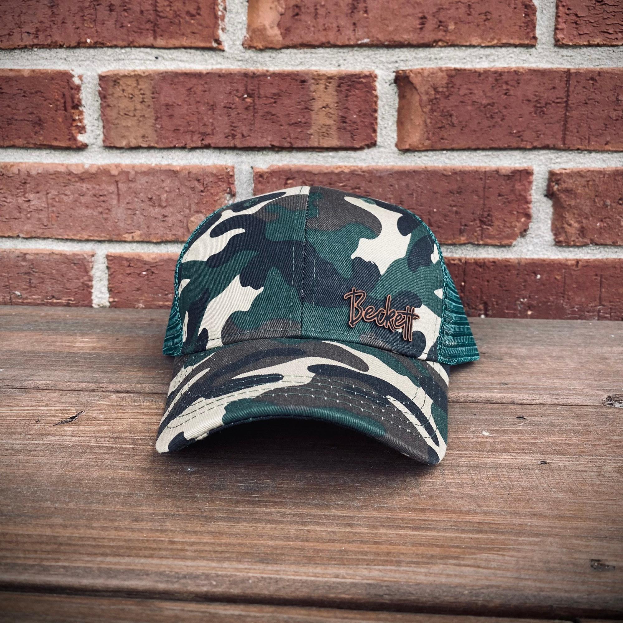 Personalized Leather Patch Kid Hat for Summer