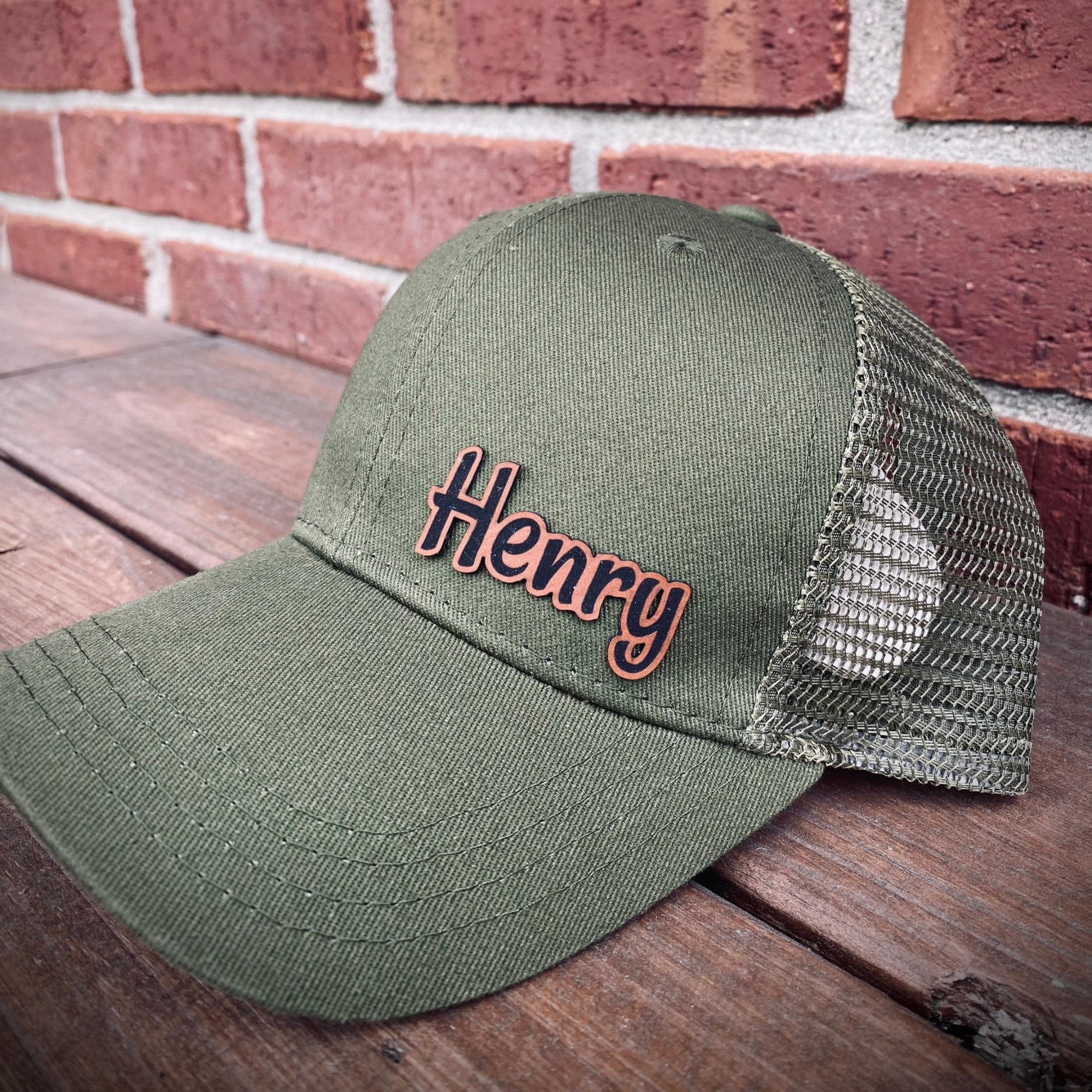 Personalized Leather Patch Kid Hat for Summer