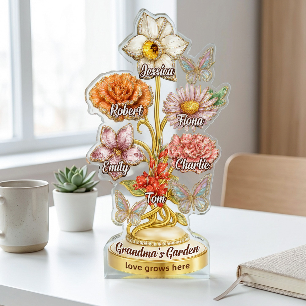 50%OFF⭐️Personalized Mom's Garden Birth Month Diamond Flower Acrylic Block Plaque