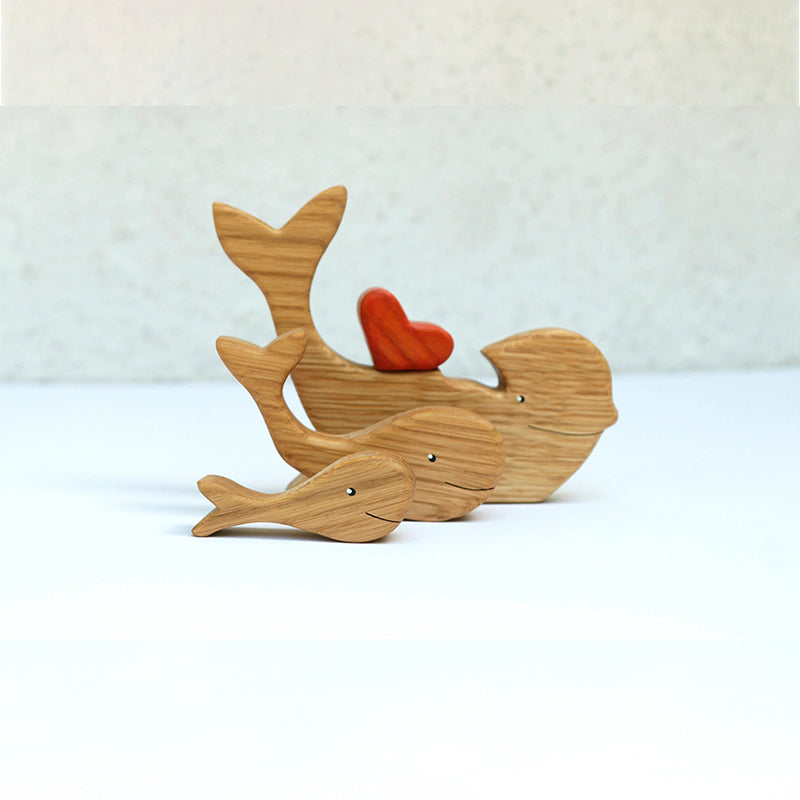 Wooden whales family puzzle