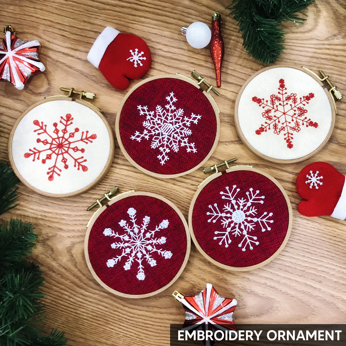Snow Flake Embroidery Ornament, Christmas Ornament Set, Christmas Keep Sake