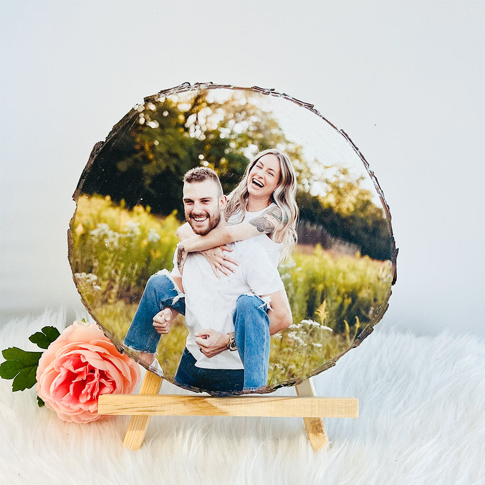 50%OFF ⭐️ Custom Natural Wood Slice With Photo And Engraved Text