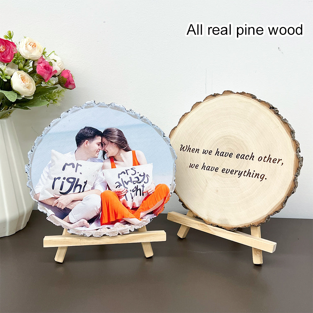 50%OFF ⭐️ Custom Natural Wood Slice With Photo And Engraved Text
