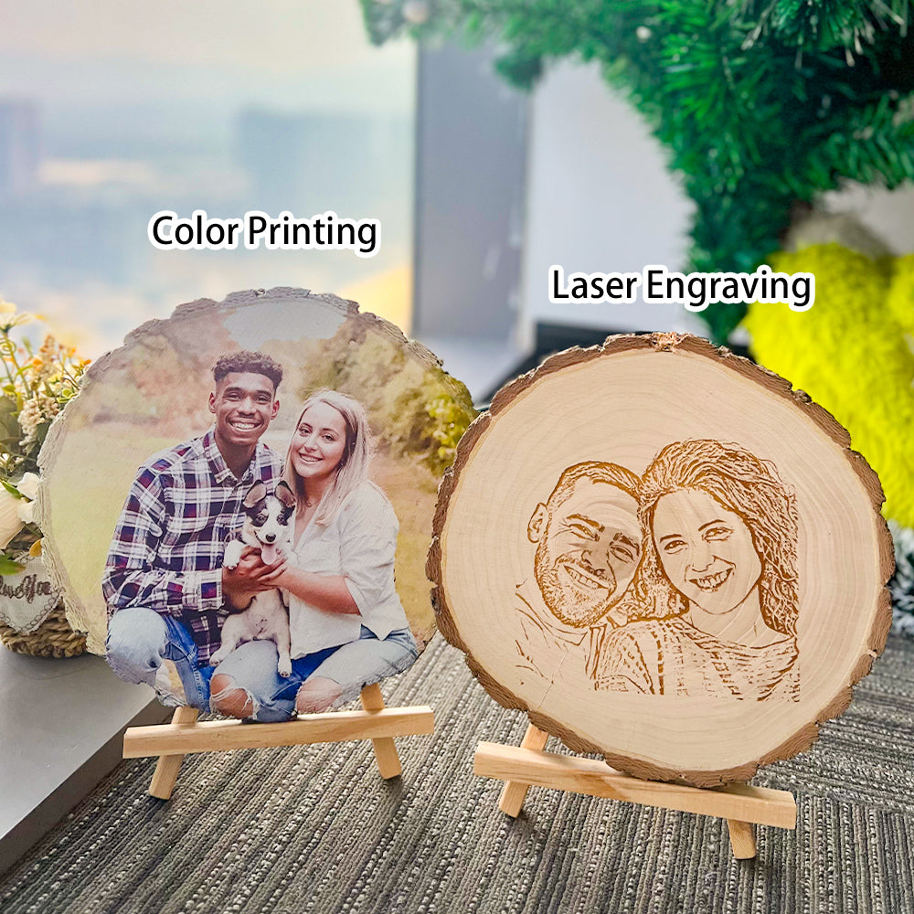 50%OFF ⭐️ Custom Natural Wood Slice With Photo And Engraved Text