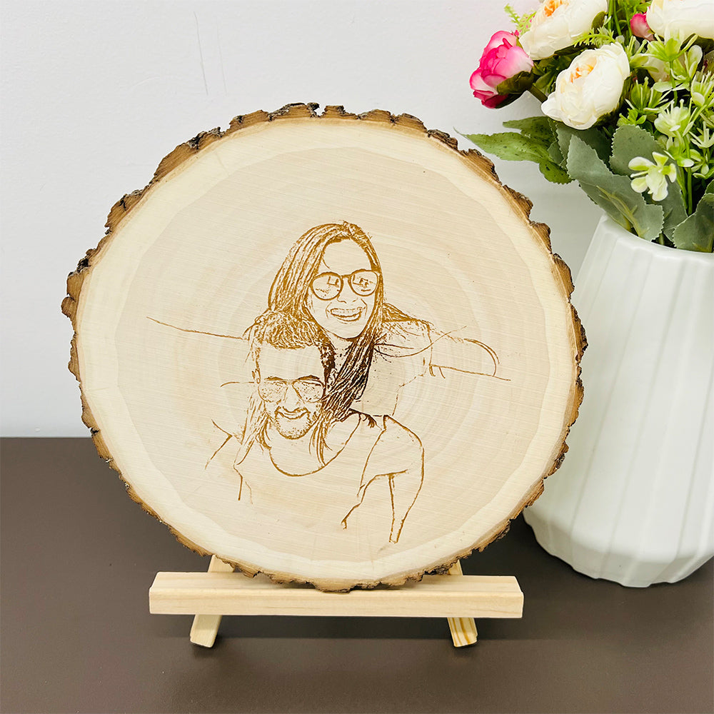 50%OFF ⭐️ Custom Natural Wood Slice With Photo And Engraved Text