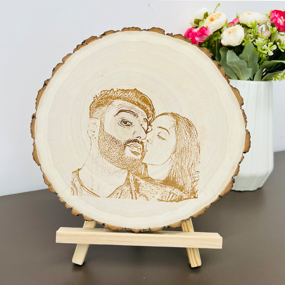 50%OFF ⭐️ Custom Natural Wood Slice With Photo And Engraved Text