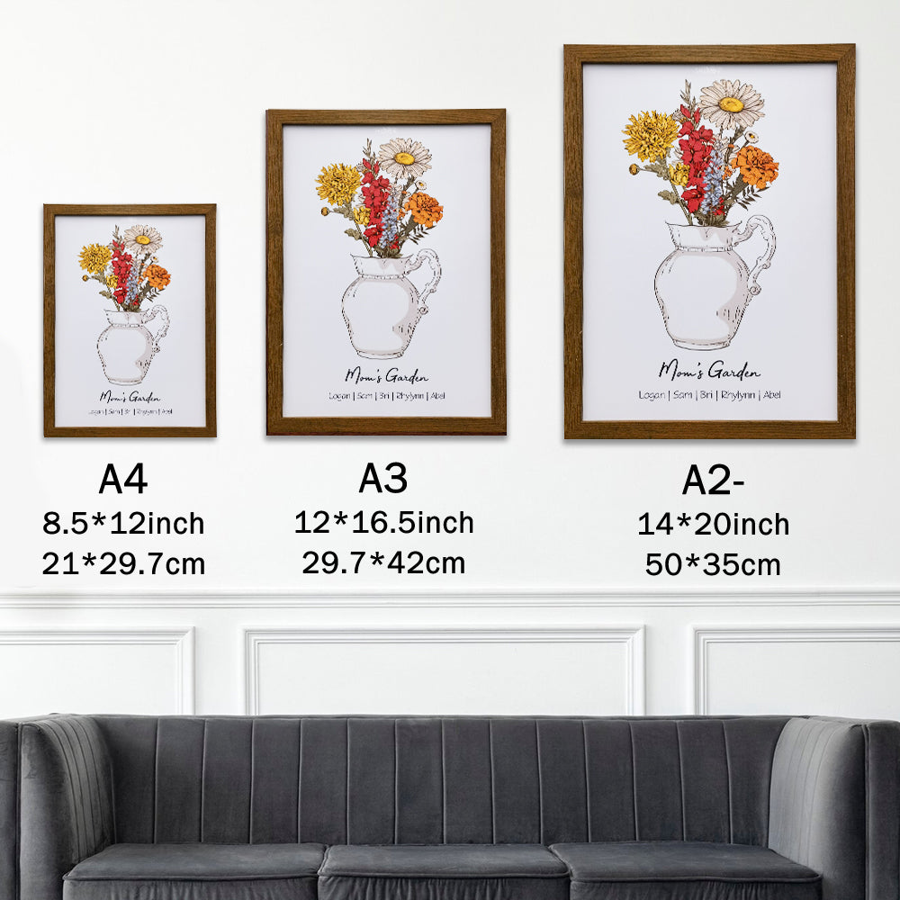 50%OFF⭐️Personalized Birth flower Bouquet Vase Names Frame For Mom/Grandma
