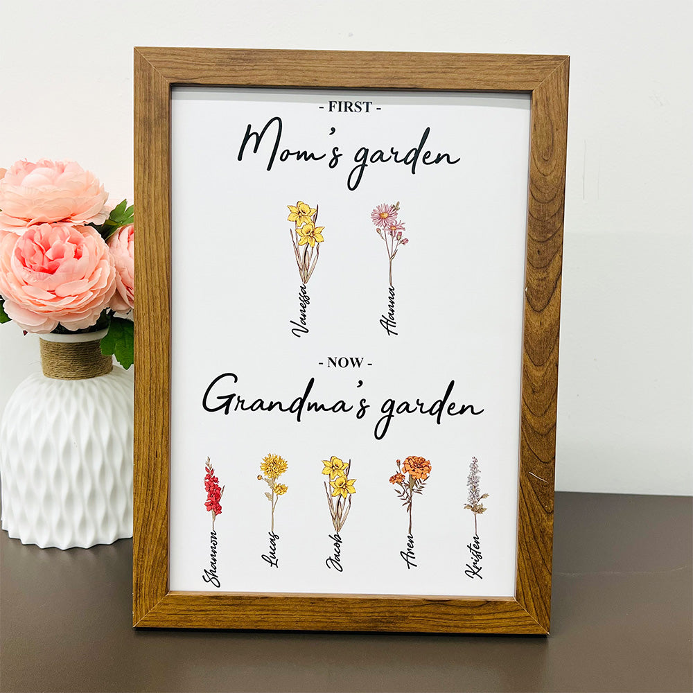 50%OFF⭐️First Mom Now Grandma's Garden Names Birth Flower Frame
