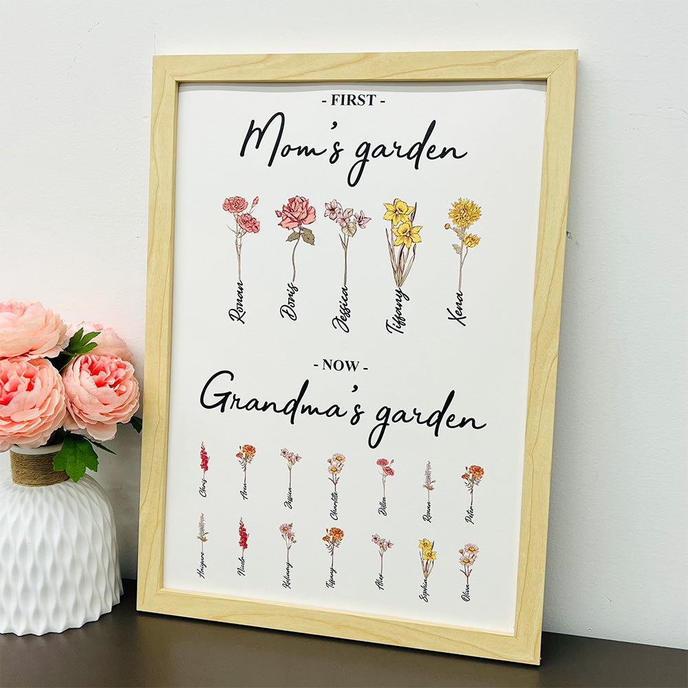 50%OFF⭐️First Mom Now Grandma's Garden Names Birth Flower Frame