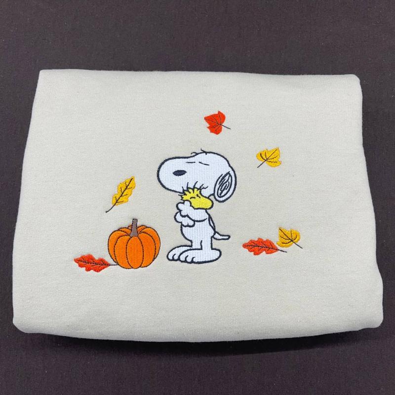 Vintage Embroidered Fall Sweatshirt Inspired Halloween Peanuts Snoopy Pumpkin