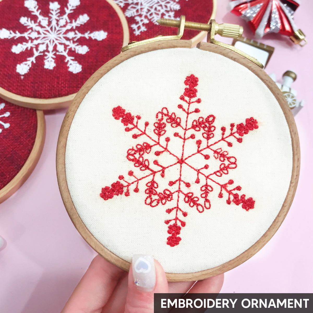 Snow Flake Embroidery Ornament, Christmas Ornament Set, Christmas Keep Sake