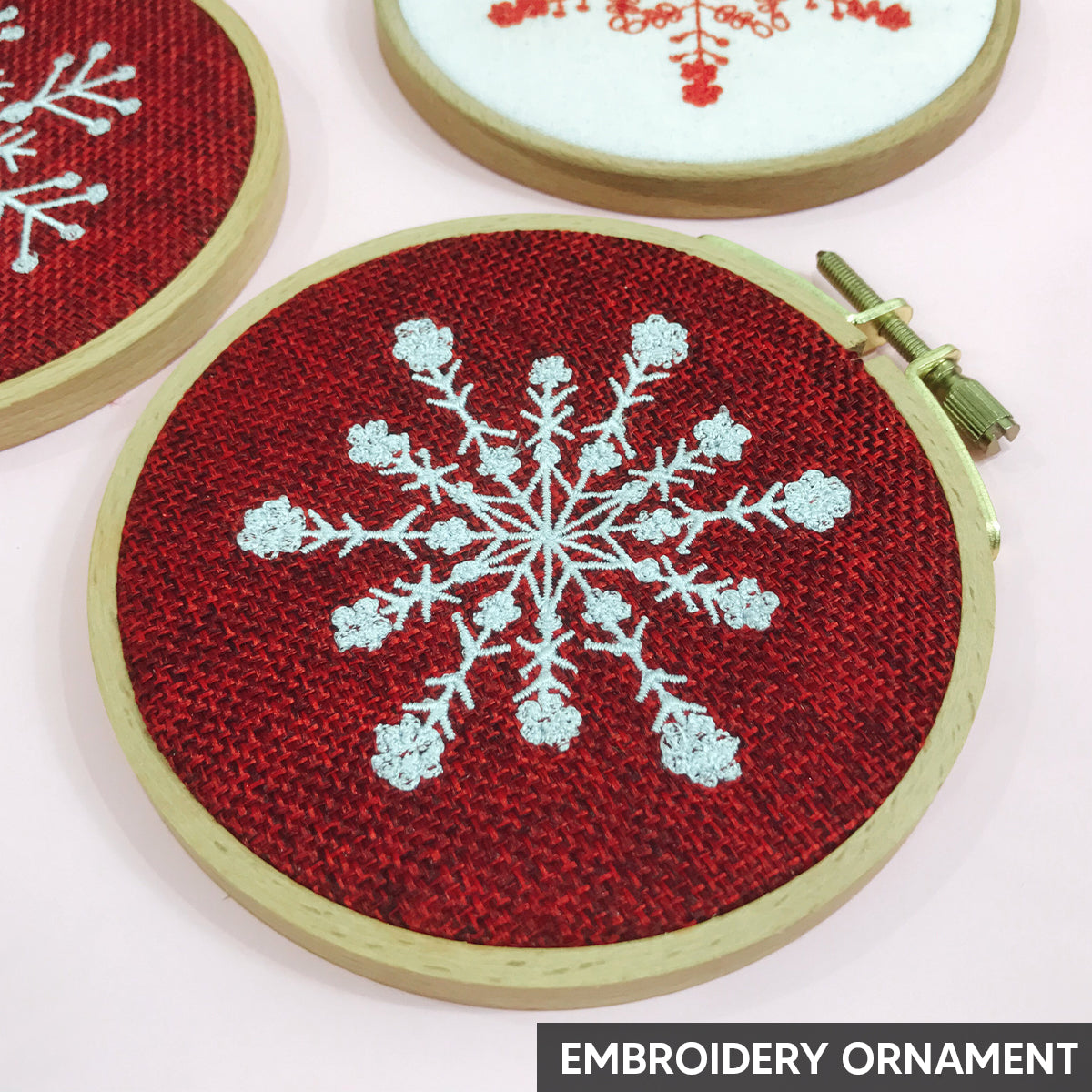 Snow Flake Embroidery Ornament, Christmas Ornament Set, Christmas Keep Sake