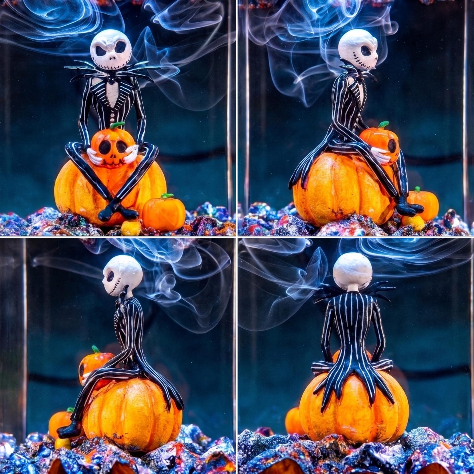 🎃Halloween Resin Epoxy Night Lamp – Spooky Hand, Bats & Pumpkin Gothic Home Decor Light