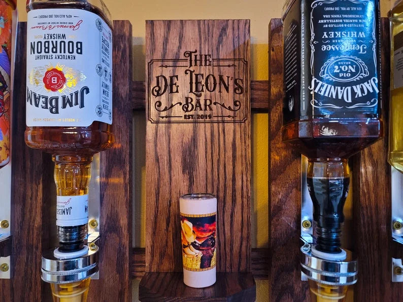 Personalized Wall Mount Liquor Dispenser - Dispenser for Bar Decor