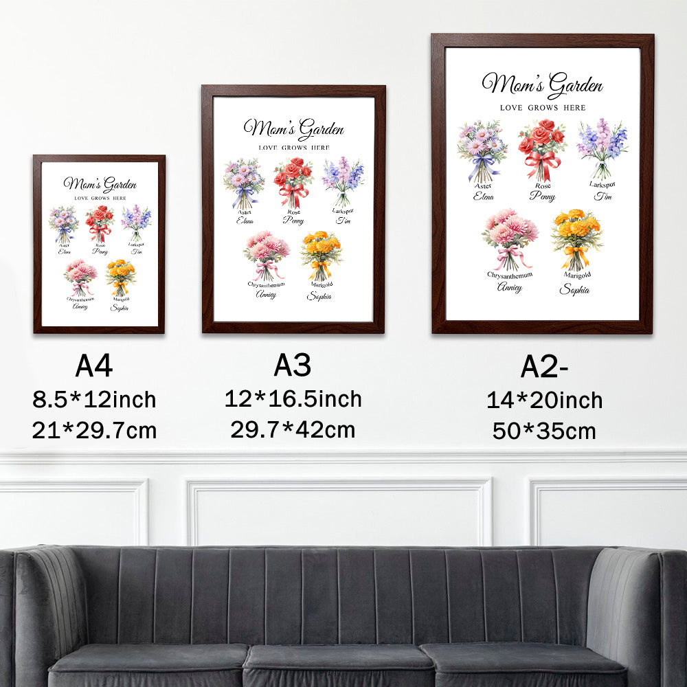 50%OFF⭐️Birth Month Flower Bouquet Names Customized Print Frame