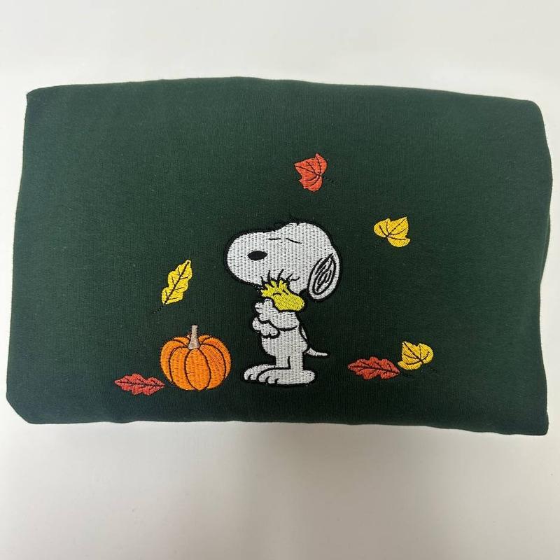 Vintage Embroidered Fall Sweatshirt Inspired Halloween Peanuts Snoopy Pumpkin