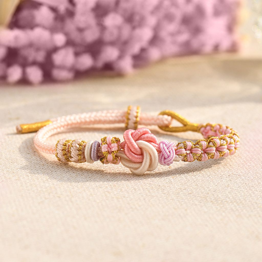 Grandmother & Granddaughter “A Link That Can Never Be Undone” Peach Blossom Knot Bracelet