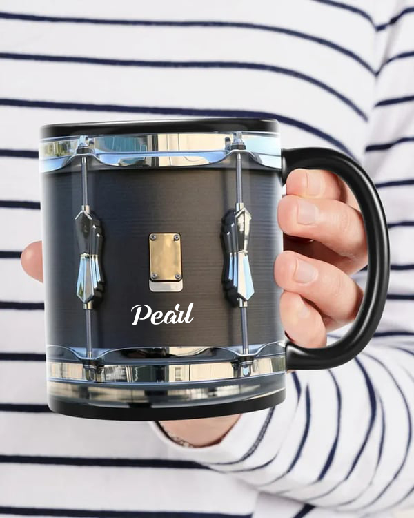Black Vintage Drum Mug Funny Drumming Gifts, Gift for Drummer, Drumming Coffee Cup
