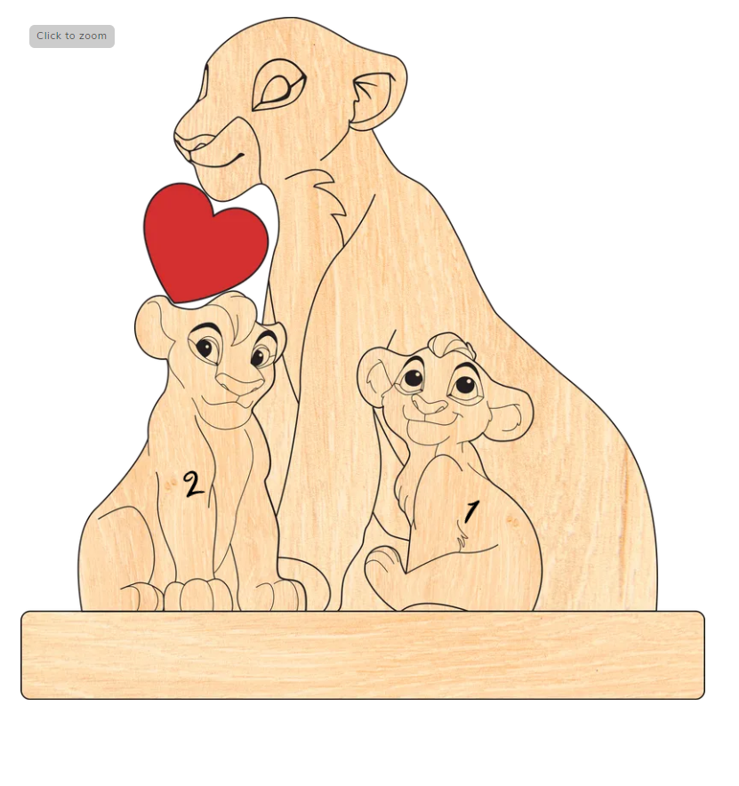 Family - The Lion Pet - Personalized Wooden Puzzle