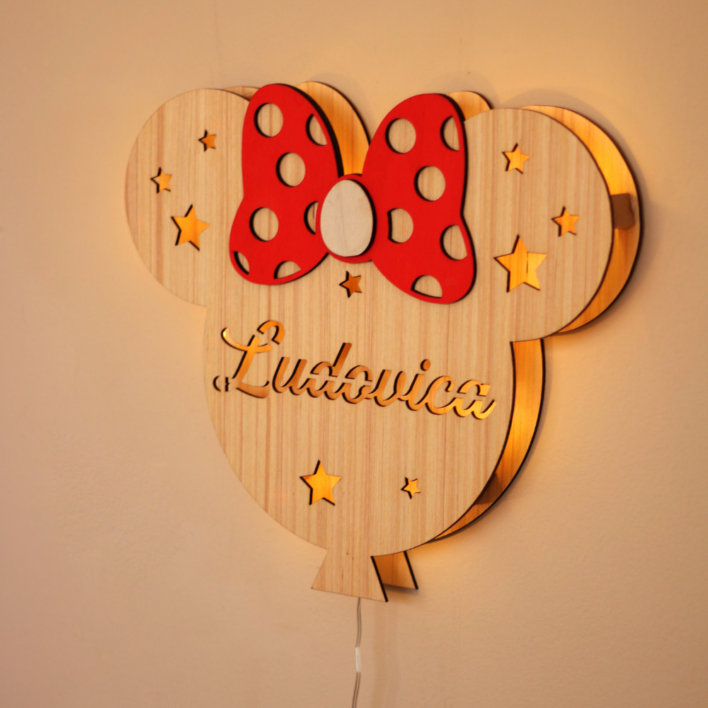 Minnie Wall Lamp with Personalized Name