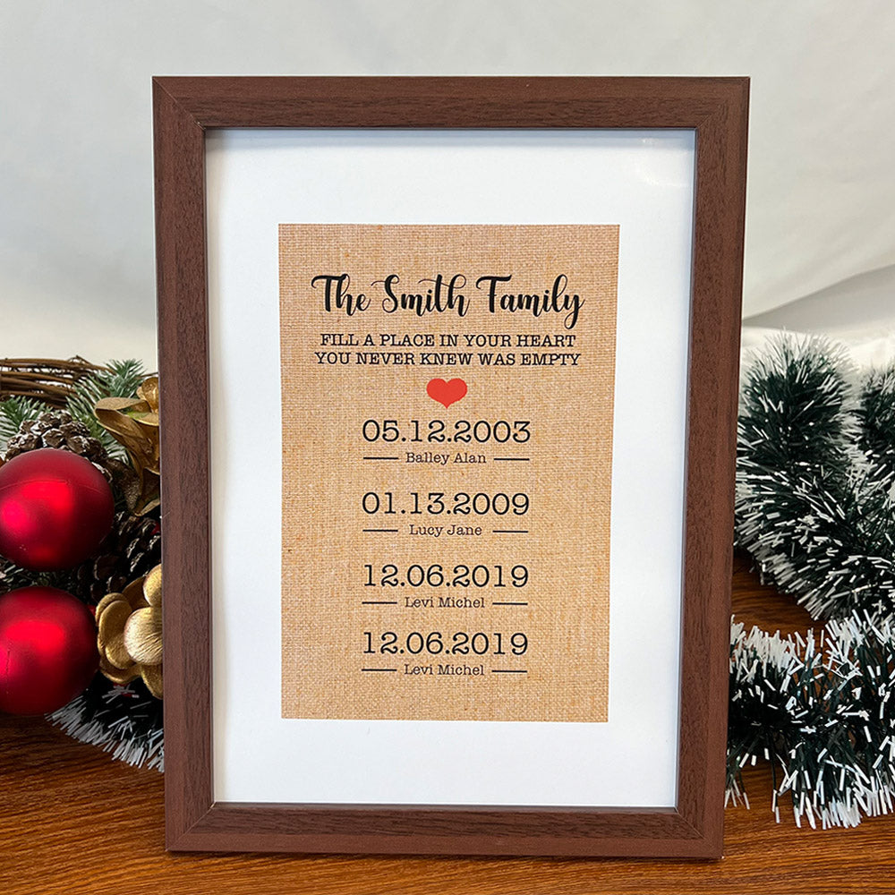FILL A PLACE IN YOUR HEART Personalized Names Frame