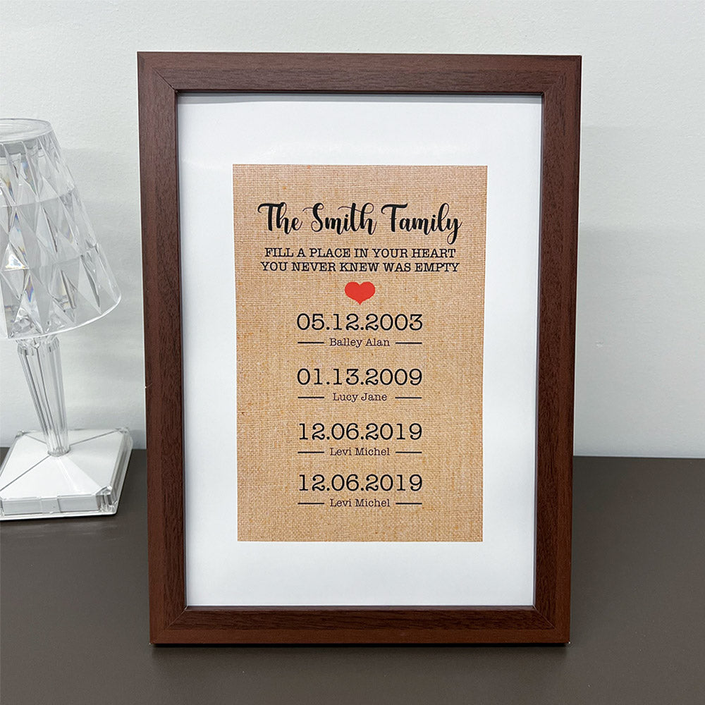 FILL A PLACE IN YOUR HEART Personalized Names Frame