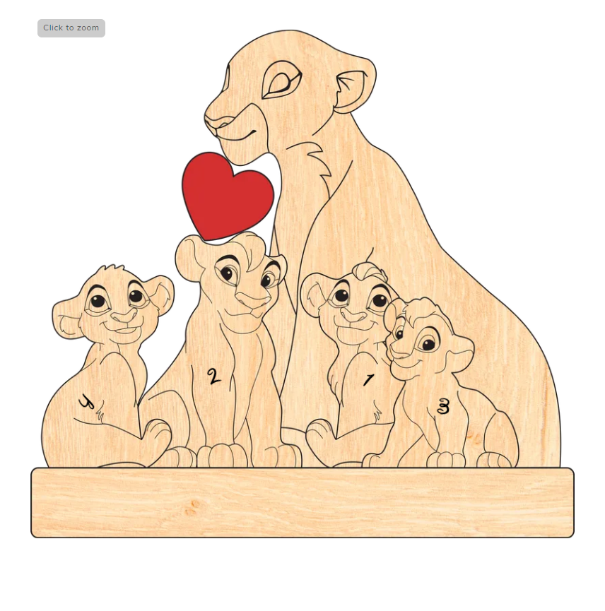 Family - The Lion Pet - Personalized Wooden Puzzle
