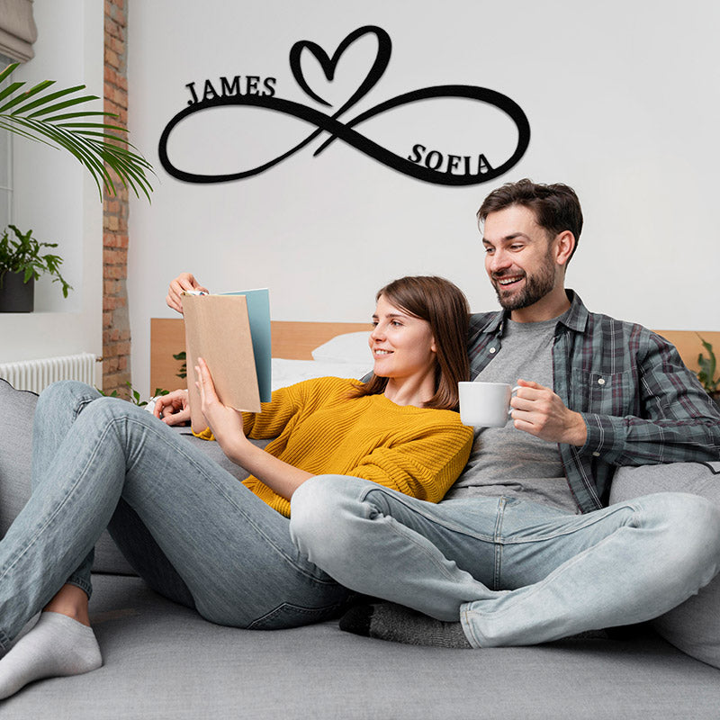 Personalized Infinity Heart Metal Name Sign for Your Love & Anniversary Gift