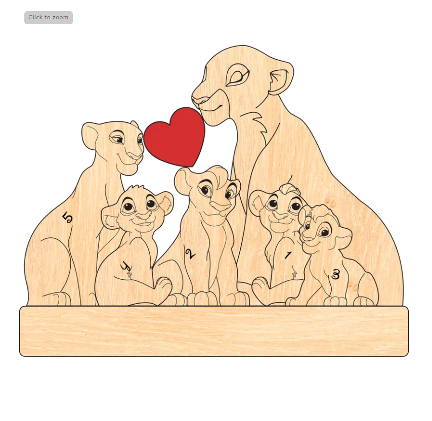 Family - The Lion Pet - Personalized Wooden Puzzle