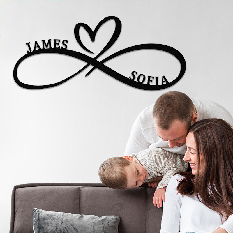 Personalized Infinity Heart Metal Name Sign for Your Love & Anniversary Gift
