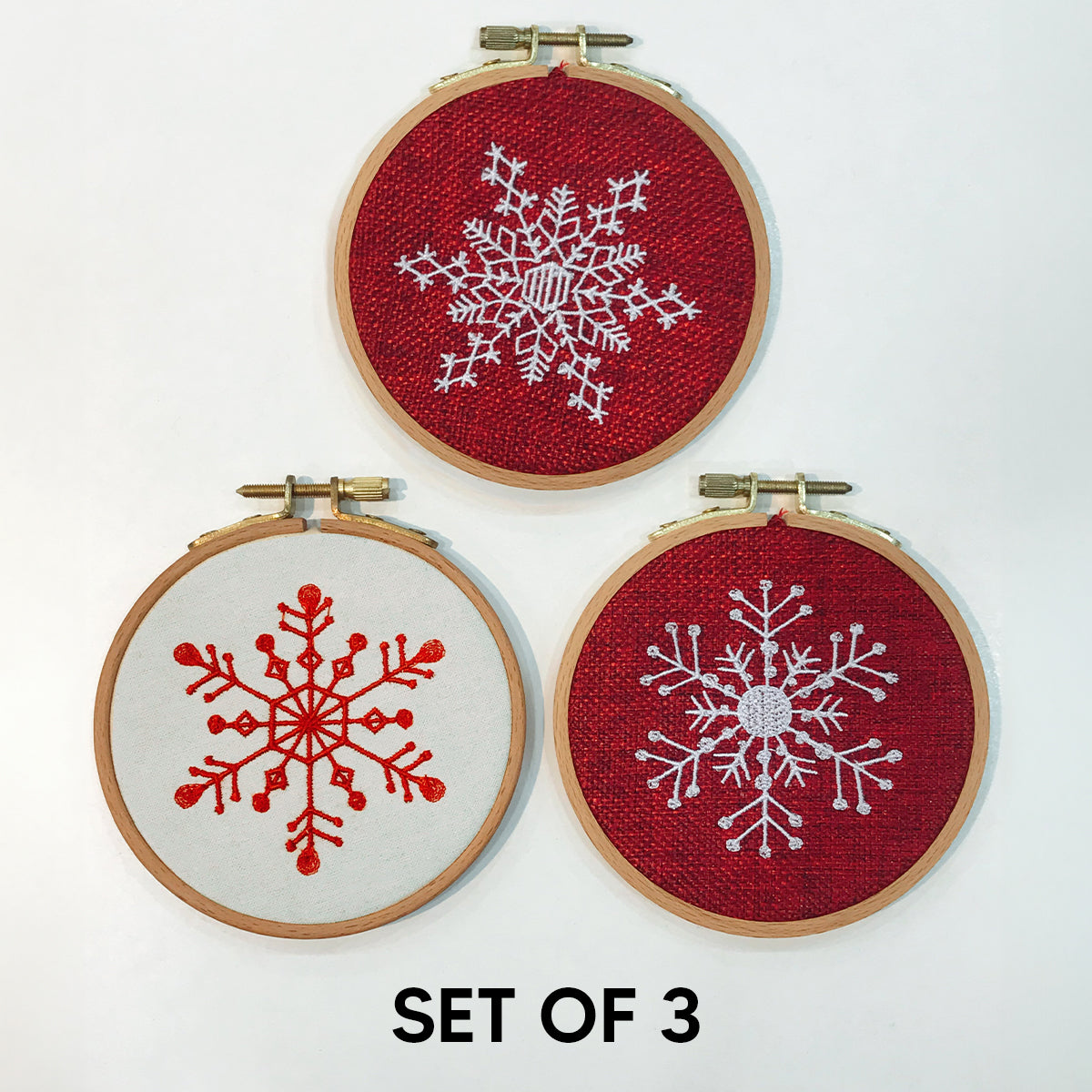 Snow Flake Embroidery Ornament, Christmas Ornament Set, Christmas Keep Sake