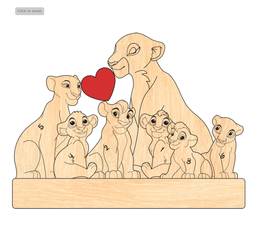 Family - The Lion Pet - Personalized Wooden Puzzle