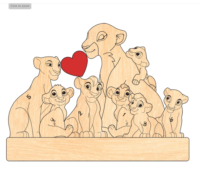 Family - The Lion Pet - Personalized Wooden Puzzle