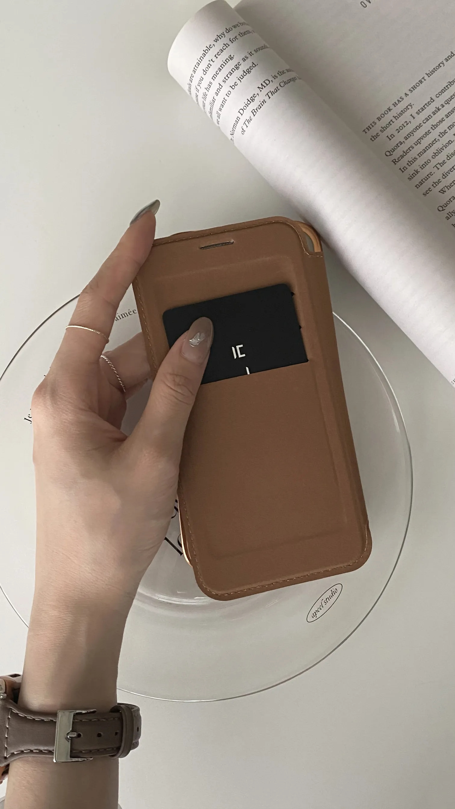 Personalized Leather textured flip phone case