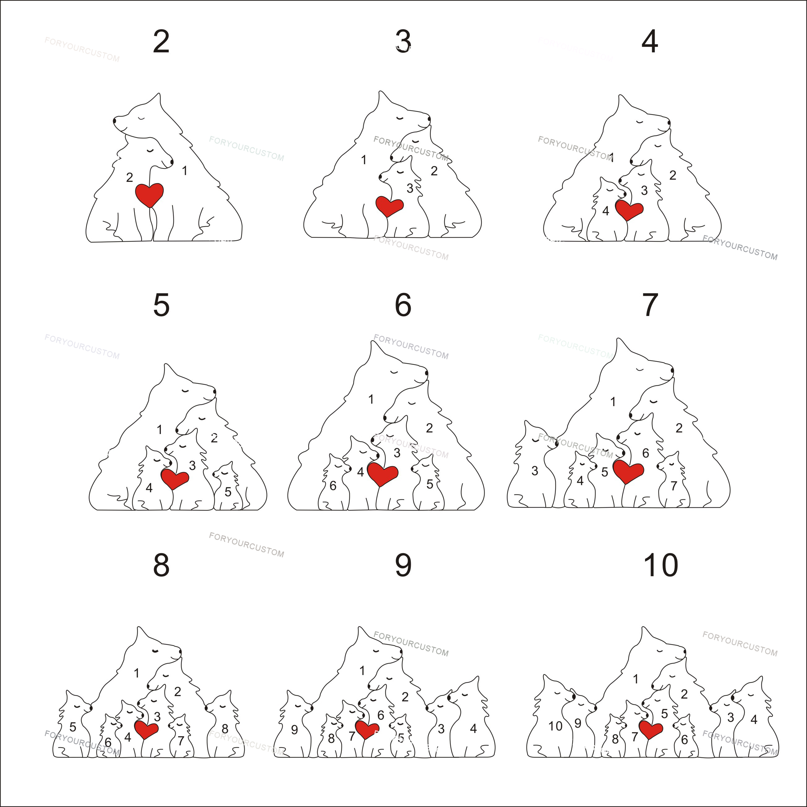 Wooden wolves family puzzle