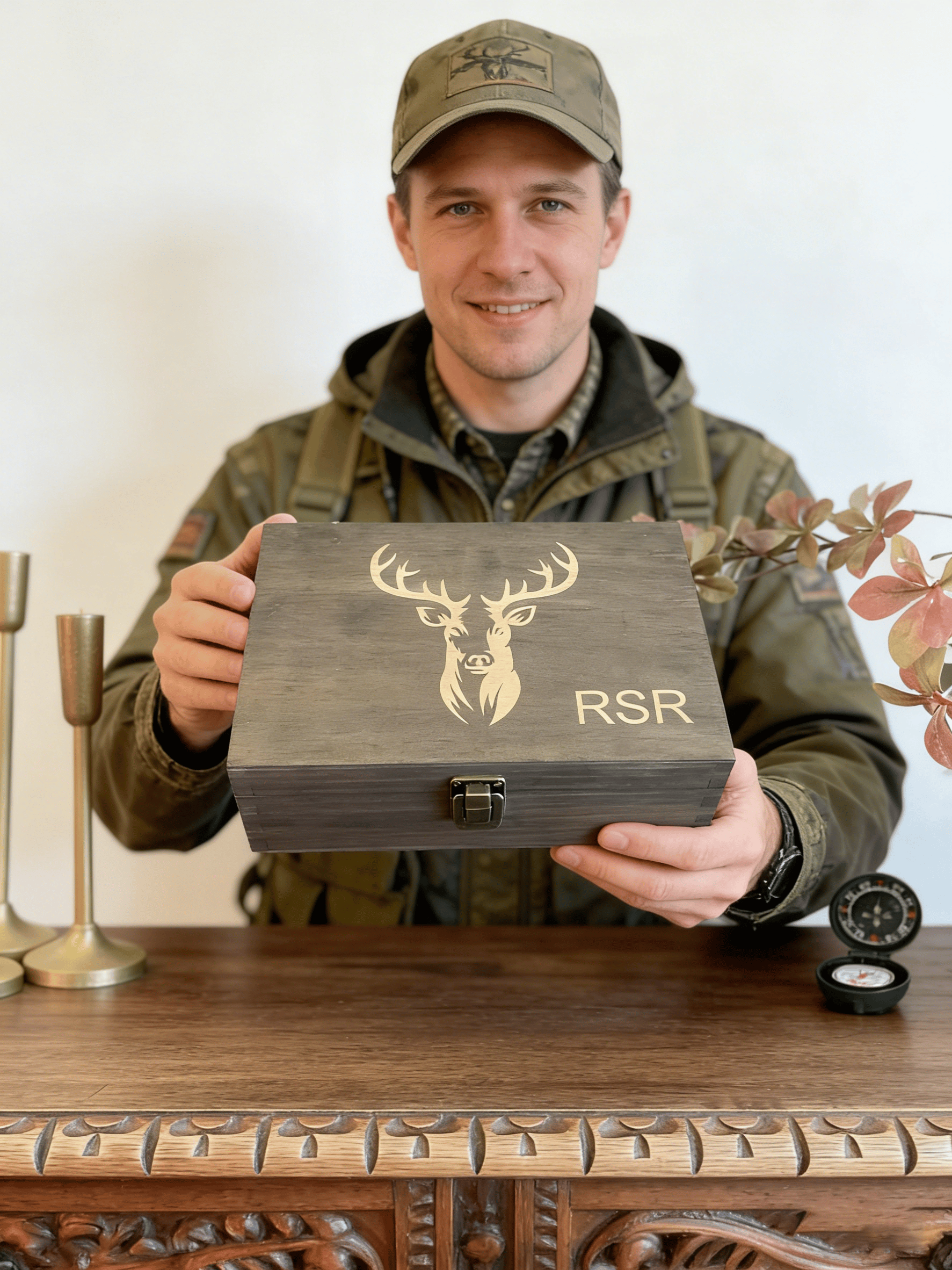 Personalized Handcrafted Solid Wood Hunting Memory Box