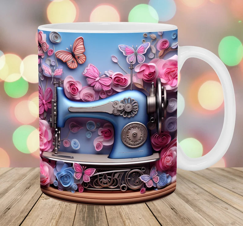 3D Floral Sewing Machine Mug(12oz)
