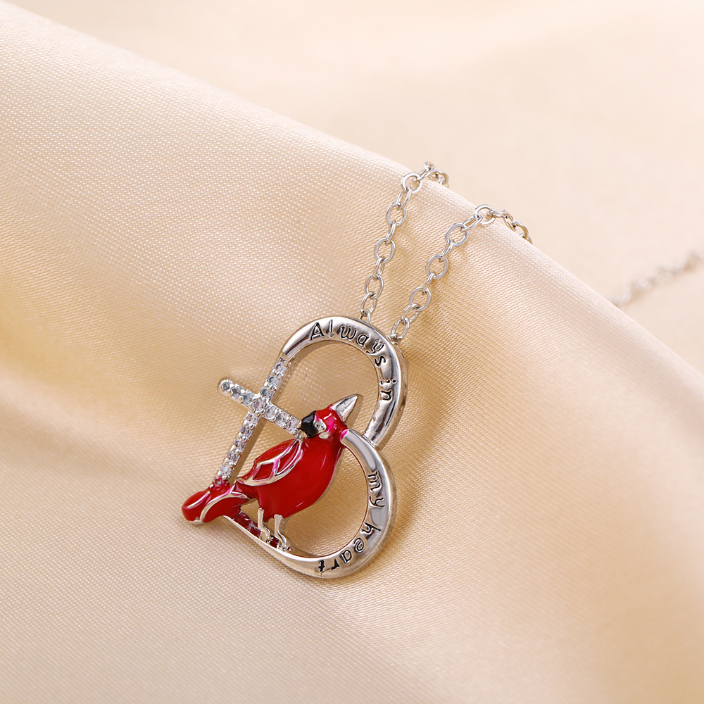 Cardinal Heart Pendant Necklace🐦✝️Buy 1 Get 1 Free