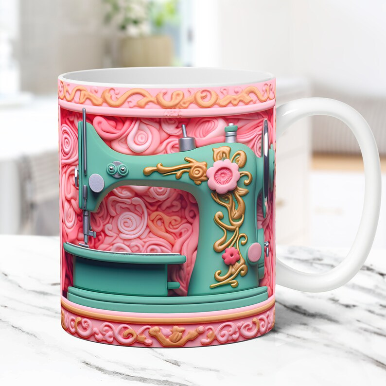 3D Floral Sewing Machine Mug(12oz)