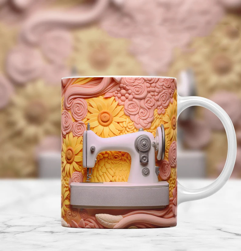3D Floral Sewing Machine Mug(12oz)